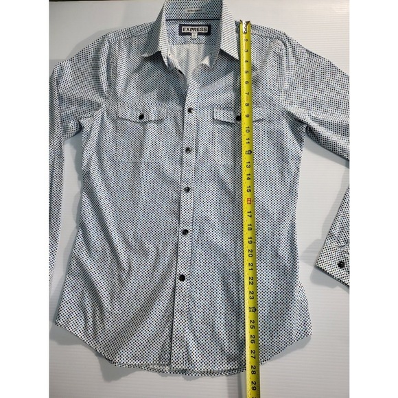 Express Extra Slim Fit Button Down Shirt Dotted Pattern Long Sleeve S - Picture 6 of 7